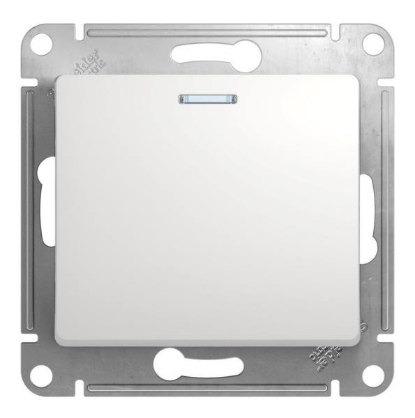 Glossa выключатель 1-клавишный с подсветкой, скрытой установки, механизм, белый (GSL000113)