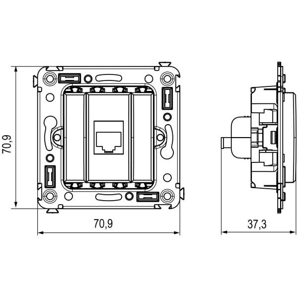 Розетка RJ-45 в стену, кат.6E, Avanti, одинарная, ванильная дымка (4405693)