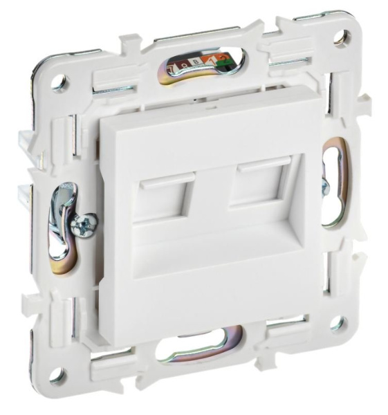 SKANDY Розетка компьютерная двойная RJ45 кат.6 SK-K04W скрытой установки арктический белый (SK-K20-2-K01)
