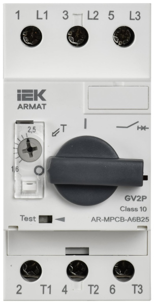 Автоматический выключатель защиты двигателя A6 GV2P 1,6-2,5А ARMAT (AR-MPCB-A6B25)