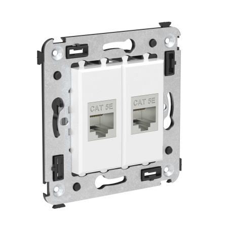 Компьютерная розетка RJ-45 без шторки, кат.5e двойная экранированная Avanti белое облако (4400764)