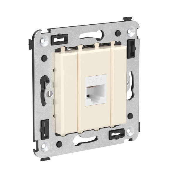 Розетка RJ-45 в стену, кат.6E, Avanti, одинарная, ванильная дымка (4405693)