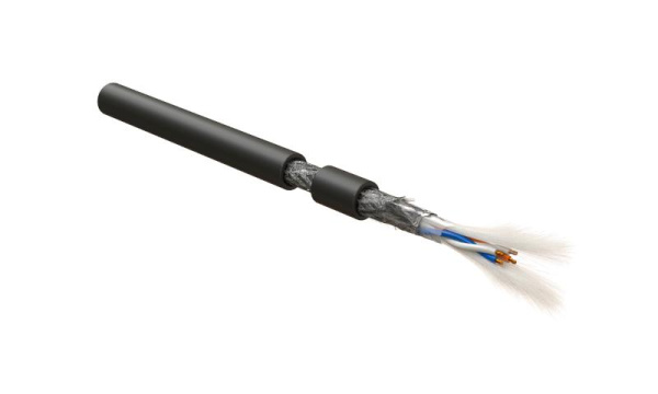 RS-SF-2x2x24/7-PVC-BK-500 (500 м) Кабель интерфейса RS-485, экранированный SF/UTP, 2 пары 24 AWG, 2х2х0,60 мм,  7х0.20 мм, PVC, -20°C – +75°C, черны