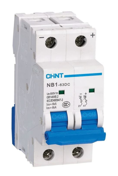 NB1-63DC 2P 16А 6кА х-ка C 500В DC (R) CHINT (182720)