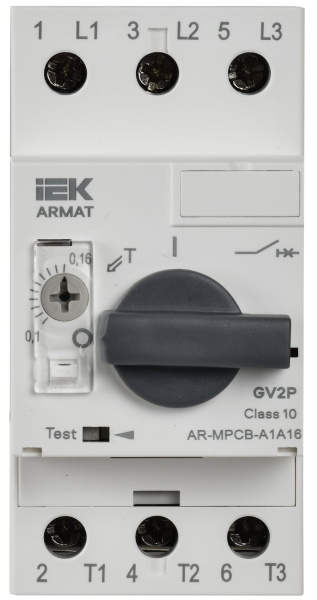 Автоматический выключатель защиты двигателя A1 GV2P 0,1-0,16А ARMAT (AR-MPCB-A1A16)