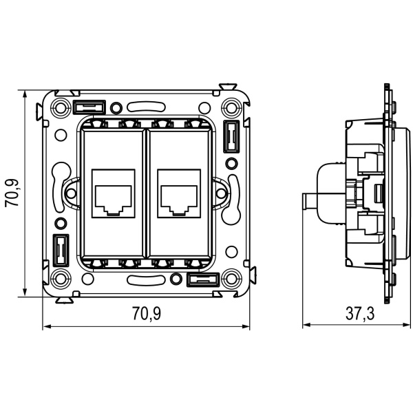 Компьютерная розетка RJ-45 без шторки, кат.5e двойная экранированная Avanti белое облако (4400764)