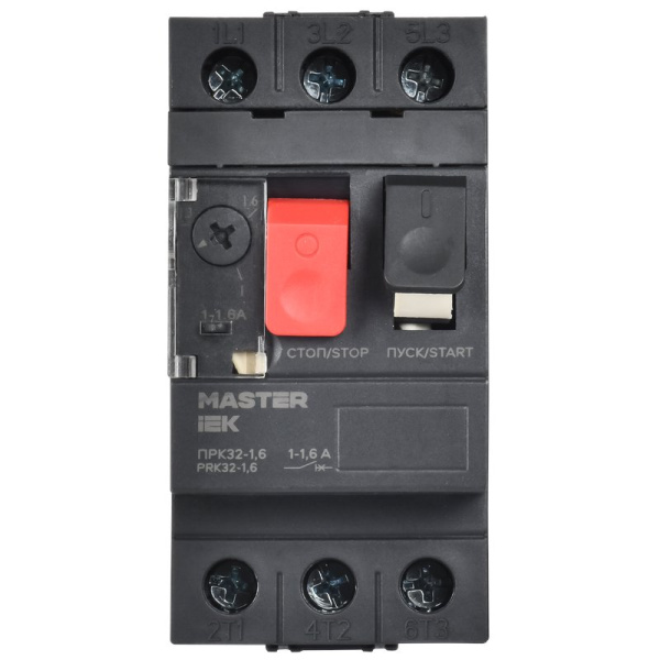 Пускатель ПРК32-1,6 In=1,6А Ir=1-1,6А Ue 660В MASTER (DMS11-D16)