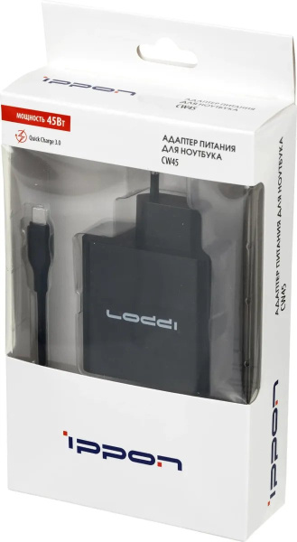 Блок питания Ippon CW45 автоматический 45W 5V-20V 3A 1xUSB 5A (1402820)
